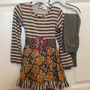Girls Dress set with matching leggings - size 6